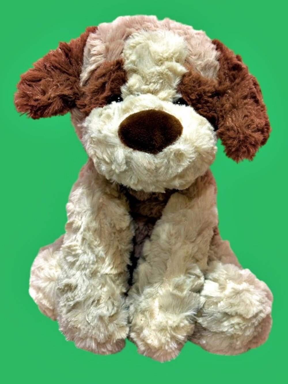 Kellytoy Cream Tan Puppy Dog Plush Brown Ears 10 Inch Stuffed Animal Fluffy Soft